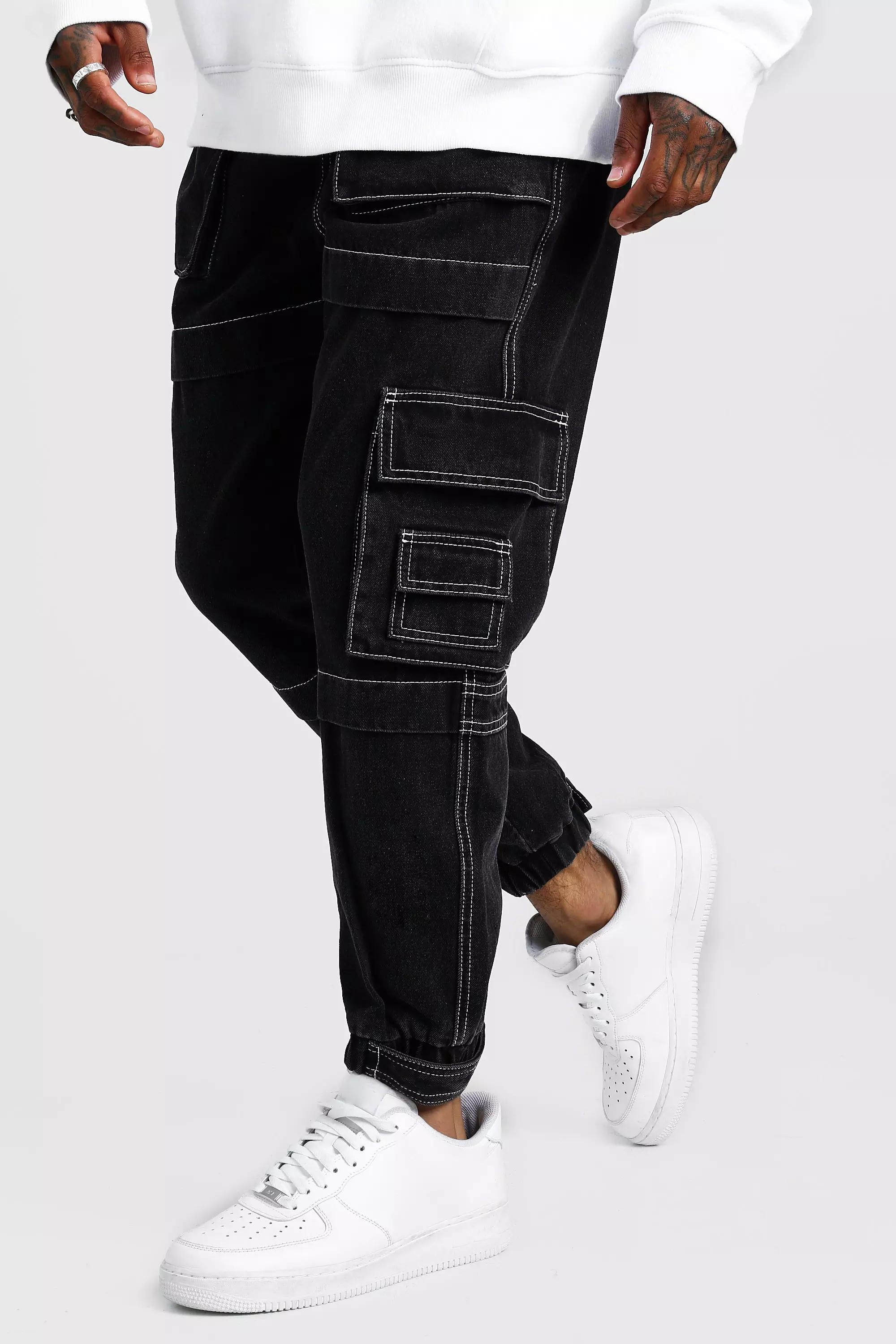 Denim cargo clearance joggers mens